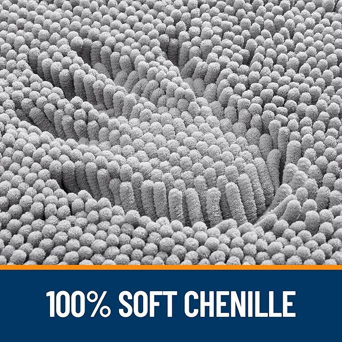 OLANLY Bathroom Rugs 47x32, Extra Soft Absorbent Chenille Bath Rugs, Rubber Backing Quick Dry, Machine Washable Bath Mats for Bathroom Floor, Tub and Shower, Home Decor Accessories, Grey