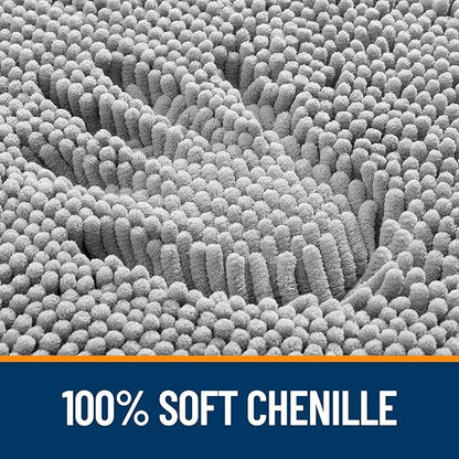 OLANLY Bathroom Rugs 24x16, Extra Soft Absorbent Chenille Bath Rugs, Rubber Backing Quick Dry, Machine Washable Bath Mats for Bathroom Floor, Tub and Shower, Home Decor Accessories, Grey