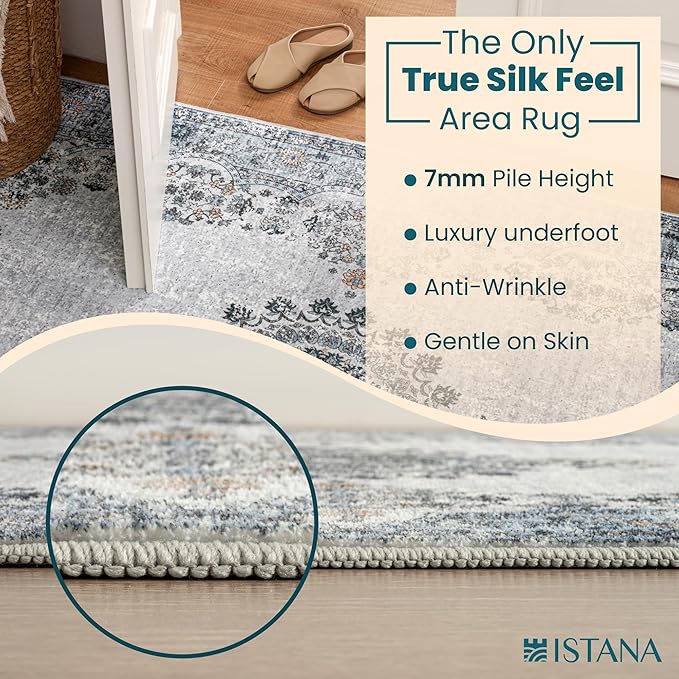 Istana 3x5 Area Rug - Blue Modern Rugs for Living Room 3x5 - Foldable Rugs for Bedroom/Living Room Rug - Stain Resistant Washable Rug - Eco-Friendly Small Area Rugs
