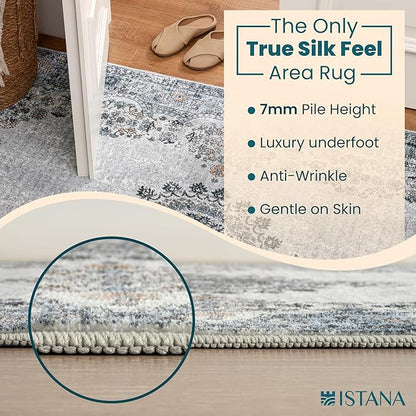 Istana 8x10 Area Rug - Blue 8x10 Rugs for Living Room - Foldable Rugs for Bedroom - Stain Resistant Washable Rug - Eco-Friendly Area Rugs - Easy to Clean Living Room Rug