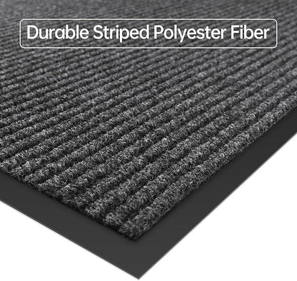 Front Door Mat, 3' x 10' Heavy Duty Indoor Outdoor Welcome Mat for Entryway, Commercial Entrance, Low Profile, Non-Slip, Durable Rubber Backing for Patio, Home