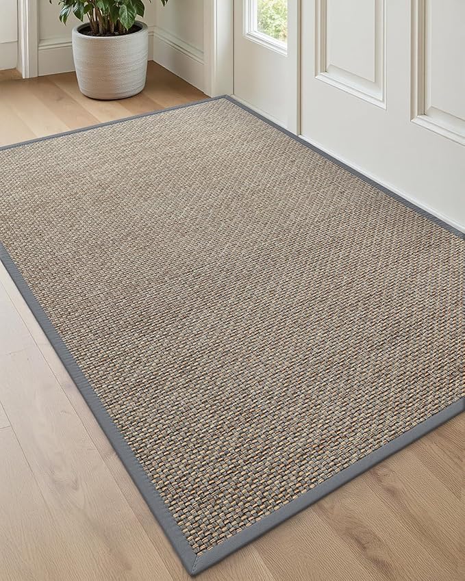 DEXI Ultra Thin Entryway Indoor Door Mat 32x48, Non Slip Rubber Backing Inside Entry Mat, Low Profile Easy Clean Dirt Trapper Doormat for Inside Entrance Patio, Grey