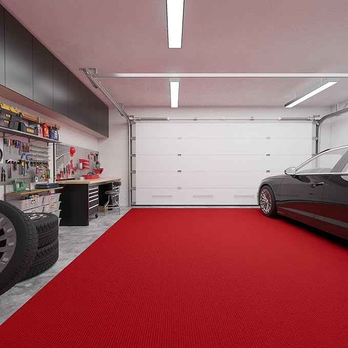Ottomanson 6'6" x 35' Hallway Runner with Scraper Pile Extra Durable Non-Slip Rug Mat for Indoor & Outdoor Use - Ideal for Kitchen, Entryway, Patio & Garage - High-Traffic Carpet, Red