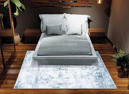 Bloom Rugs Caria Washable Non-Slip 8x10 Rug - Blue/Gray Modern Abstract Area Rug for Living Room, Bedroom, Dining Room, and Kitchen - Exact Size: 7'8" x 10'