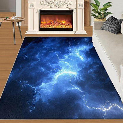 2x3 Dark Clouds Lightning Rugs for Entryway - Storm Small Area Rugs, Natural Weather Laundry Room Carpet Non Slip Accent Throw Rug for Bathroom Kitchen Sink Front Door