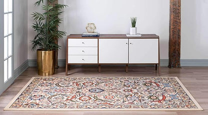 Unique Loom Espahan Collection Area Rug - Cape Cod (7' 1" x 10' Rectangle, Cream/ Black)