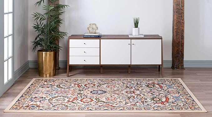 Unique Loom Espahan Collection Area Rug - Cape Cod (5' 1" x 8' Rectangle, Cream/ Black)