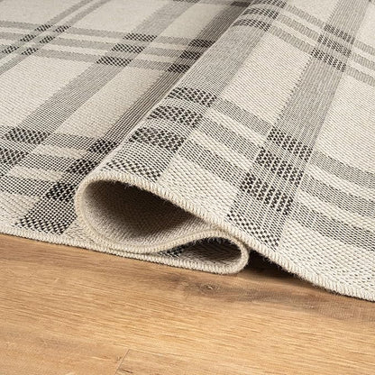 CAMILSON Easy Jute Rug 8x10, Indoor Outdoor Off-White Color Fiber Area Rugs for Entry, Living Room and Bedroom Rug, Checkred Boho Woven Design, Easy-Cleaning, Washable Outside Carpet (8 x 10)