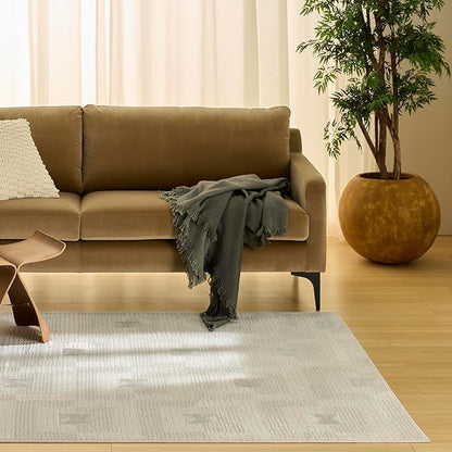 Nourison Home Nordic Ivory Beige 4' x 6' Area Rug - Easy Clean, Non Shedding, Bed Room, Living Room, Dining Room, Kitchen (4' x 6')