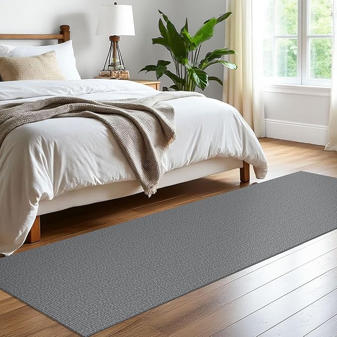 EARTHALL Washable Runner Rug 2x8 Ft Non Slip Runners for Hallways Cotton Rubber Backed Kitchen Runner Braided Indoor Floor Carpet Runners for Entryway, Hallway, Kitchen, Bedroom, Charcoal Gray