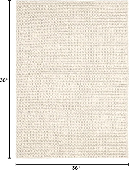 SAFAVIEH Natura Collection Area Rug - 3' Square, Ivory, Handmade Wool Blend, Textured Design, Ideal for Living Room, Bedroom, Dining Space (NAT620A)