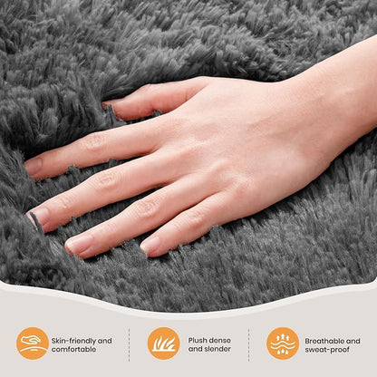 Zentavio Area Rugs for Living Room 4x6 Rugs for Bedroom Carpet Fluffy Fuzzy Soft Shag Aesthetic Plush High Pile Gray Throw Rug for Nursery Kids Room Dorm Marble Grey