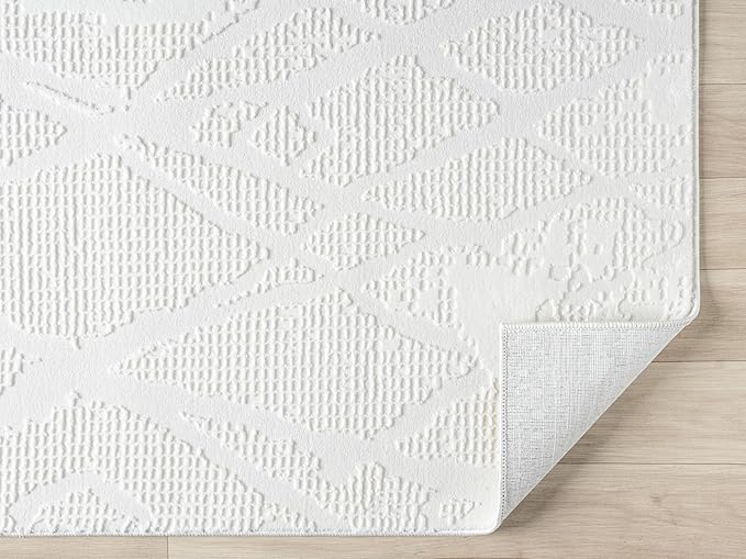 Adel Modern Area Rug for Living Room, 5x7 Rustic Distressed Abstract Cream Neutral Rug, Medium Pile Stain Resistant Carpet for Bedroom, Dining Room or Kitchen (5' x 7', Cream)