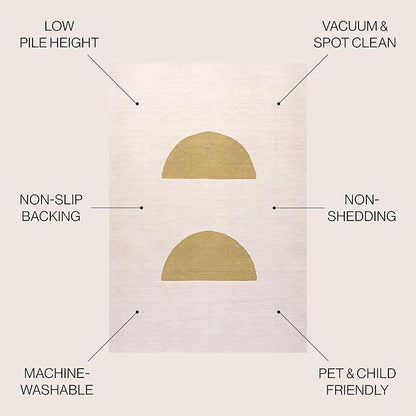 JONATHAN Y Machine Washable Cream/Moss Indoor Area Rug 4X6 ft, Luola Minimalist Geometric for Living Room, Bedroom, Kitchen, Office, Easy-Cleaning, High Traffic, Pet-Friendly, Non-Shedding WSH112A-4
