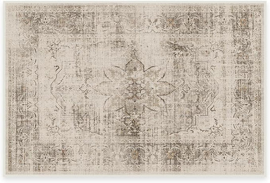 RUGGABLE Washable Vintage Area Rug – Sarrah Hazel 2x3, Stain-Resistant, Non-Slip – Small Machine Washable Rugs for Living Room, Bedroom, Hallway, Entryway & Bathroom–with Standard Pad