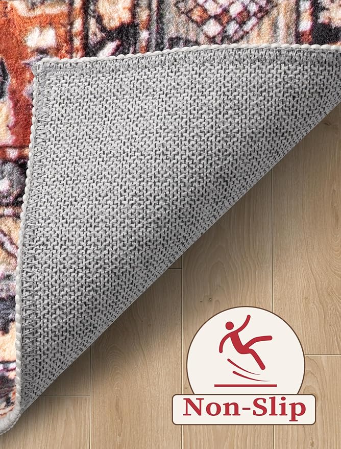 SERISSA Boho Kitchen Runner Rug, 3x7 Washable Non-Slip Runner Rug for Hallways Kitchen Rug, Ultra Soft Vintage Tribal Print Distressed Floor Carpet Runner for Bedroom Entryway Laundry Room
