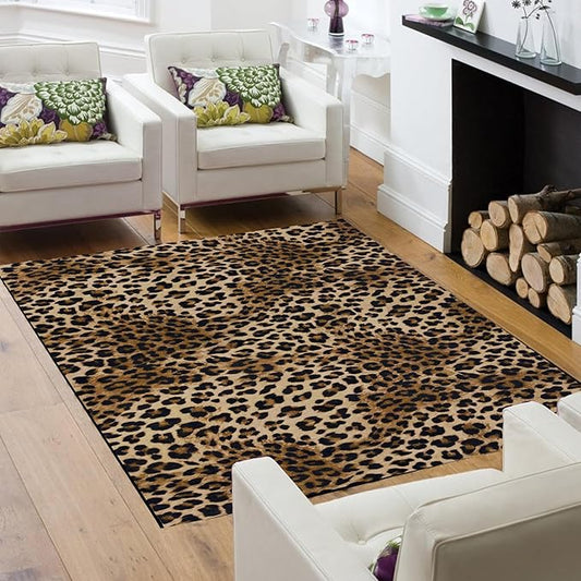Leopard Rug 3x5 Sexy Modern Print Small Area Rug Washable Kitchen Rugs Non-Slip Carpet for Dining Room,Dormitory Decoration