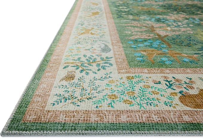 Loloi Rifle Paper Co. Canopy Collection CNP-02 Sage/Blush 3'-9" x 3'-9" Round Accent Rug