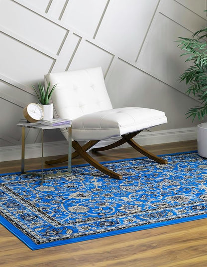 Unique Loom Sialk Hill Collection Area Rug - Washington (6' x 9' Rectangle Dark Blue/Black)