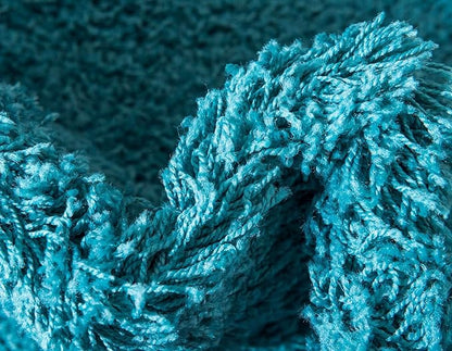 Unique Loom Solid Shag Collection Area Rug (7' 10" x 10' Rectangle, Deep Aqua Blue)