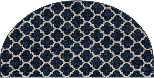 Rugs.com Lattice Collection Rug – 3x6 Hearth Dark Blue Medium-Pile Rug Perfect for Living Rooms, Large Dining Rooms, Open Floorplans