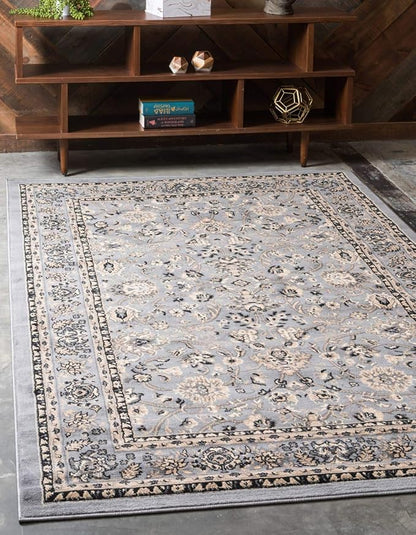 Unique Loom Sialk Hill Collection Area Rug - Washington (8' x 10' Rectangle Gray/Black)