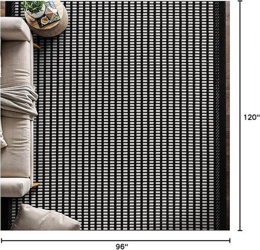 Beverly Rug Micro Loop Area Rug Black/White 8x10 Geometric Modern Luxury Zebra Durable Soft Indoor Rugs for Living Dining Room Office Stain Resistant Non Shedding Casual Indoor Carpet 8 x 10