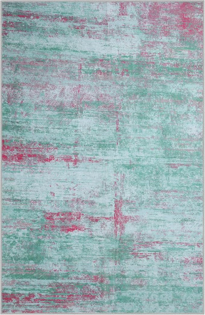 8x10 Abstract Area Rugs for Living Room, Modern Washable Indoor Rug for Bedroom, Thin Soft Large Non-Slip Carpet for Dining Room Home Office Farmhouse Decor - Abstract Green Red