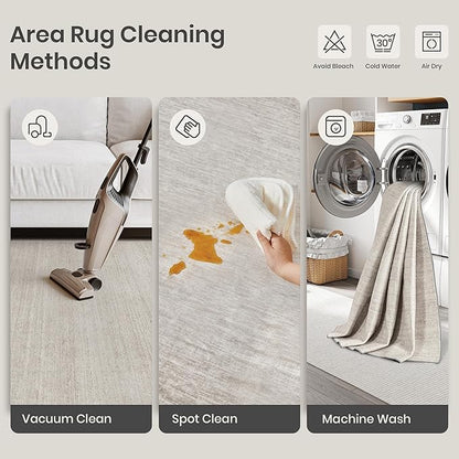 Valenrug Washable Rugs 3x5 - Stain Resistant 3x5 Area Rugs for Living Room, Non Slip Backing Printed Rugs for Bedroom, Folable Machine Washable Area Rug(3'x5', Beige)