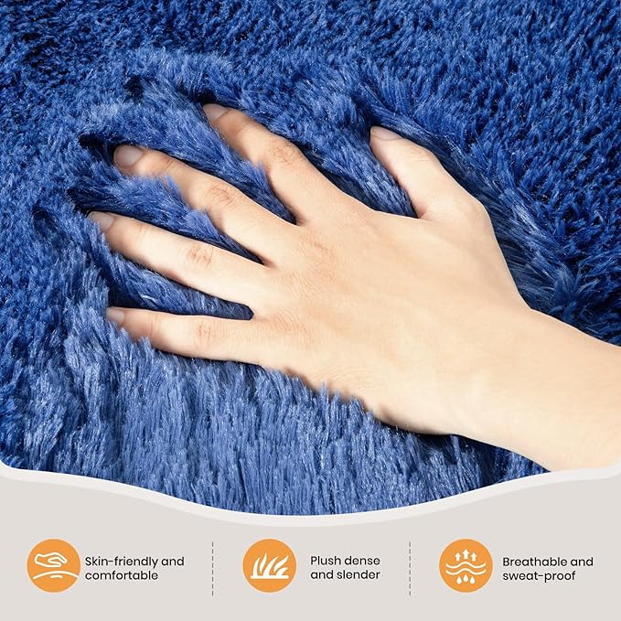 Zentavio Boys Rugs for Bedroom Blue 5x8 Large Carpet Nursery Aesthetic Kids Playroom Navy Area Rugs for Teen Home Decor Fluffy Shag Bedside Floor Living Room Carpet