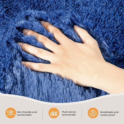 Zentavio Navy Blue Area Rugs for Living Room Boys Rugs for Bedroom 9x12 Large Shag Washable Carpet Soft Furry Fluffy Aesthetic Kids Playroom Rugs for Teen Home Decor