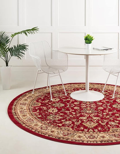 Unique Loom Sialk Hill Collection Area Rug - Washington (4' 1" Round Burgundy/Cream)
