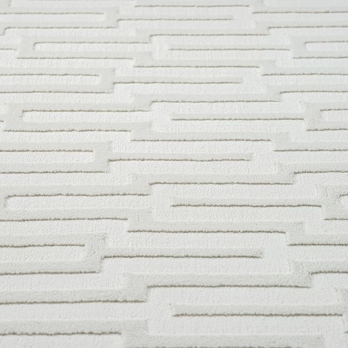 Abani Cream Area Rug for Living Room, Bedroom -Geometric Pattern - 4 x 6 -Durable & Easy to Clean