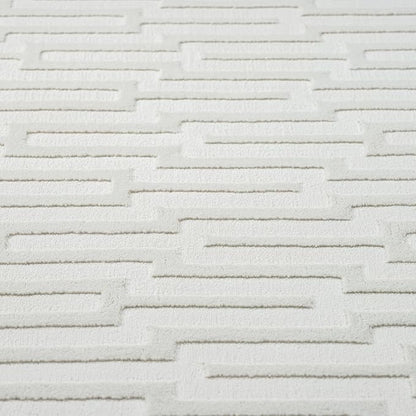 Abani Neutral Cream Area Rug for Living Room, Bedroom - Geometric Pattern - 2' x 3' - Durable & Easy to Clean