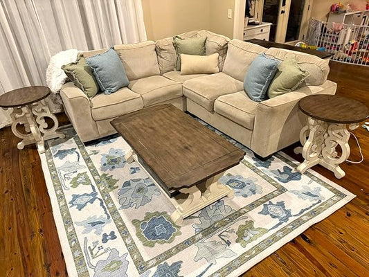 Fame Living Green Oushak Rug, Modern, Vintage, Turkish, Eclectic, Floral, Pastel, Washable, Area Rugs for Living Room, Dining, Bedroom, Office, Entryway, Foyer, Playroom, Nursery, 5'x6'9"