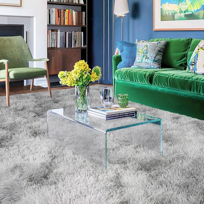 Ultra Soft Fluffy Rugs for Bedroom, Anti-Skid Indoor Carpet Nursery Rugs for Kids Room Home Decor, Rectangular Fuzzy Rug Tie-Dyed Light Grey 6x9 Feet