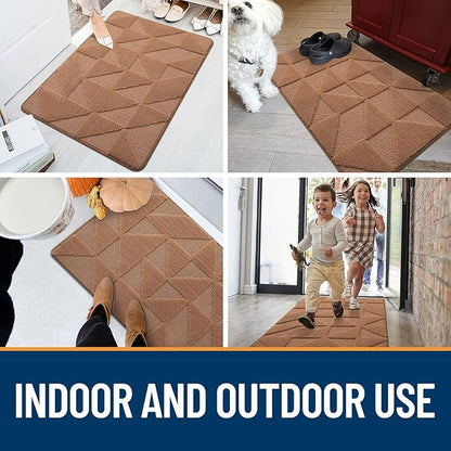 OLANLY Door Mats Indoor, Non-Slip, Absorbent, Dirt Resist, Entrance Washable Mat, Low-Profile Inside Entry Doormat for Entryway (32x20 inches, Brown)
