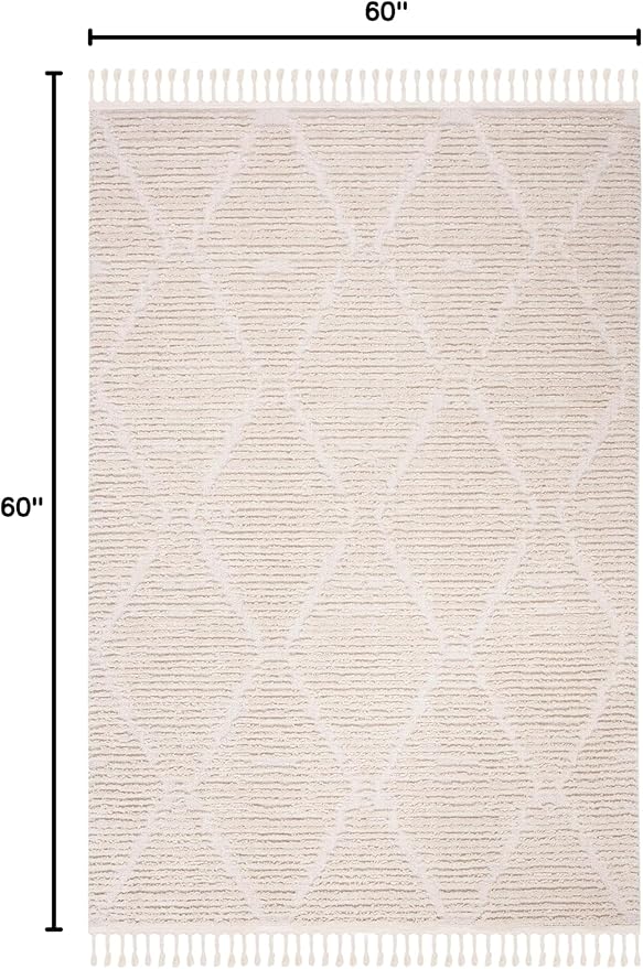 SAFAVIEH Marrakech Collection X-Large Area Rug - 11' x 15', Beige, Moroccan Boho Tribal Tassel Design, Non-Shedding & Easy Care, Ideal for High Traffic Areas in Living Room, Bedroom (MRK517C)