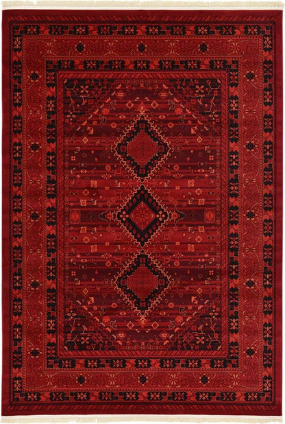 Unique Loom Tekke Collection Area Rug - Sheibani (7' 1" x 10' Rectangle, Red/ Black)