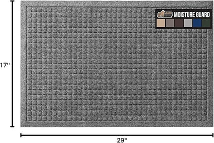 GORILLA GRIP Front Door Mat, Indoor Outdoor Ultra Absorbent HydroAbsorb Doormat, Absorbs Up to 1.7 Cups of Water, Stain and Fade Resistant, Rubber Backing Doormats, Captures Dirt, 29x17 Gray