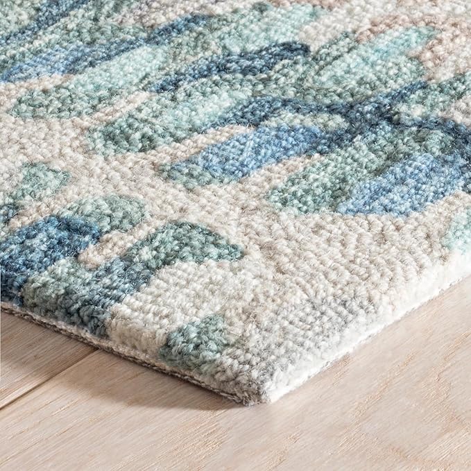 Dash and Albert Paint Chip Wool Area Rug - 2' x 3' Blue Graphic Hand Micro Hooked Accent Rug - Durable, High Traffic Areas Hallway, Living Room, Stairs