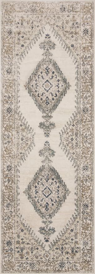 Loloi Teagan Collection TEA-02 Oatmeal/Ivory 11'-6" x 15' Area Rug, Large, Soft Neutral Rug, High-Traffic for Living Room, Bedroom, Home Office, Dining Area