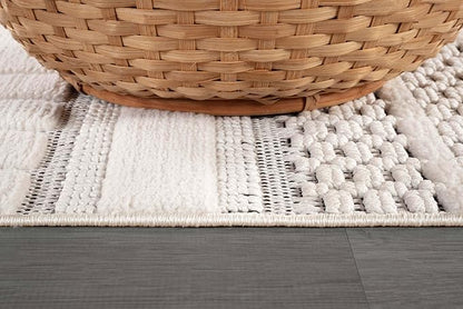 CAMILSON Modern Rug 8x10 Luxury Geometric Pattern Micro Loop Area Rugs Soft High and Low Pile Stain Resistant Easy to Clean Non-Shedding Durable Living Room Bedroom Indoor Carpet (White/Black)