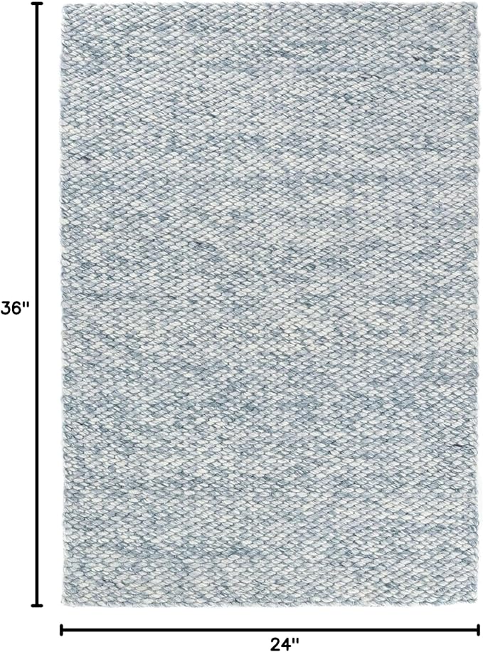 Dash and Albert Loggia Sky Wool Area Rug - 2' x 3' Sky Blue Solid Handwoven Accent Rug - Durable, Lightweight, Dining Room, Living Room, Bedroom - Premium Luxury Hotel Quality Soft Breathable