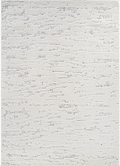 Beverly Rug Micro Loop Area Rug White/Gray 8x10 Abstract Modern Luxury Brushstroke Durable Soft Indoor Rugs for Living Dining Room Office Stain Resistant Non Shedding Casual Indoor Carpet 8 x 10
