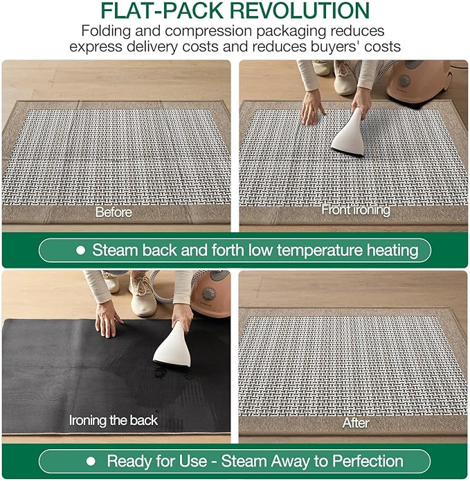LUMI Inside Door Mat for Entry 32"x47", Absorbent, Dirt Trapper, Low Profile Thin, Non Slip Mats with Rubber Backing, Ideal for Indoor, High Traffic, Garage, Entrance, Classic Beige
