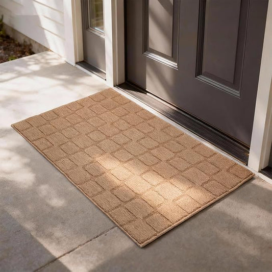 Front Door Mat Outside Entrance, Outdoor Indoor Door Mats for Entryway, Entrance, Entry, Patio, Waterproof Non Slip Doormat, Low-Profile, 24" × 35“, Brown