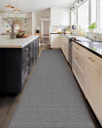Color&Geometry Door Mat 2'4"x12' Runner Rug with Rubber Backing, Non Slip Washable Hallway Rug, Carpet Runners for Hallway Living Room Bedroom, Light Grey (Rolled-up NO Creases)
