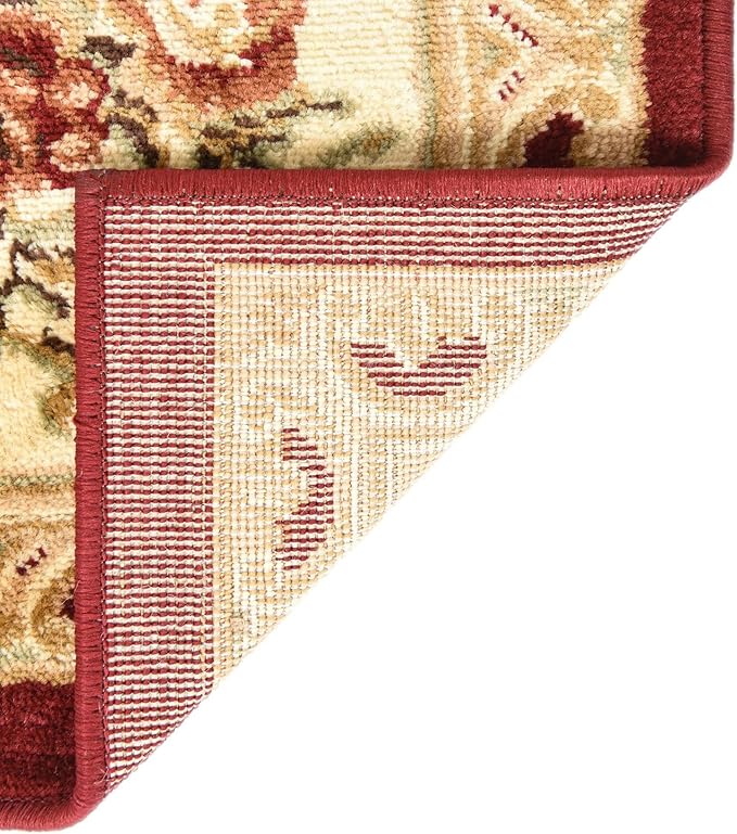 Unique Loom Versailles Collection Traditional Classic Floral Motif Area Rug (5' 0 x 5' 0 Square, Burgundy/Ivory)