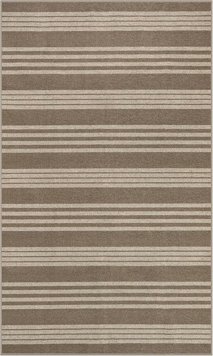 Lahome Striped Easy Jute Porch Rug, 3x5 Washable Rugs for Entryway Living Room, Farmhouse Nature Non Slip Non Shedding Indoor Outdoor Carpet for Entry Classroom Patio, Khaki